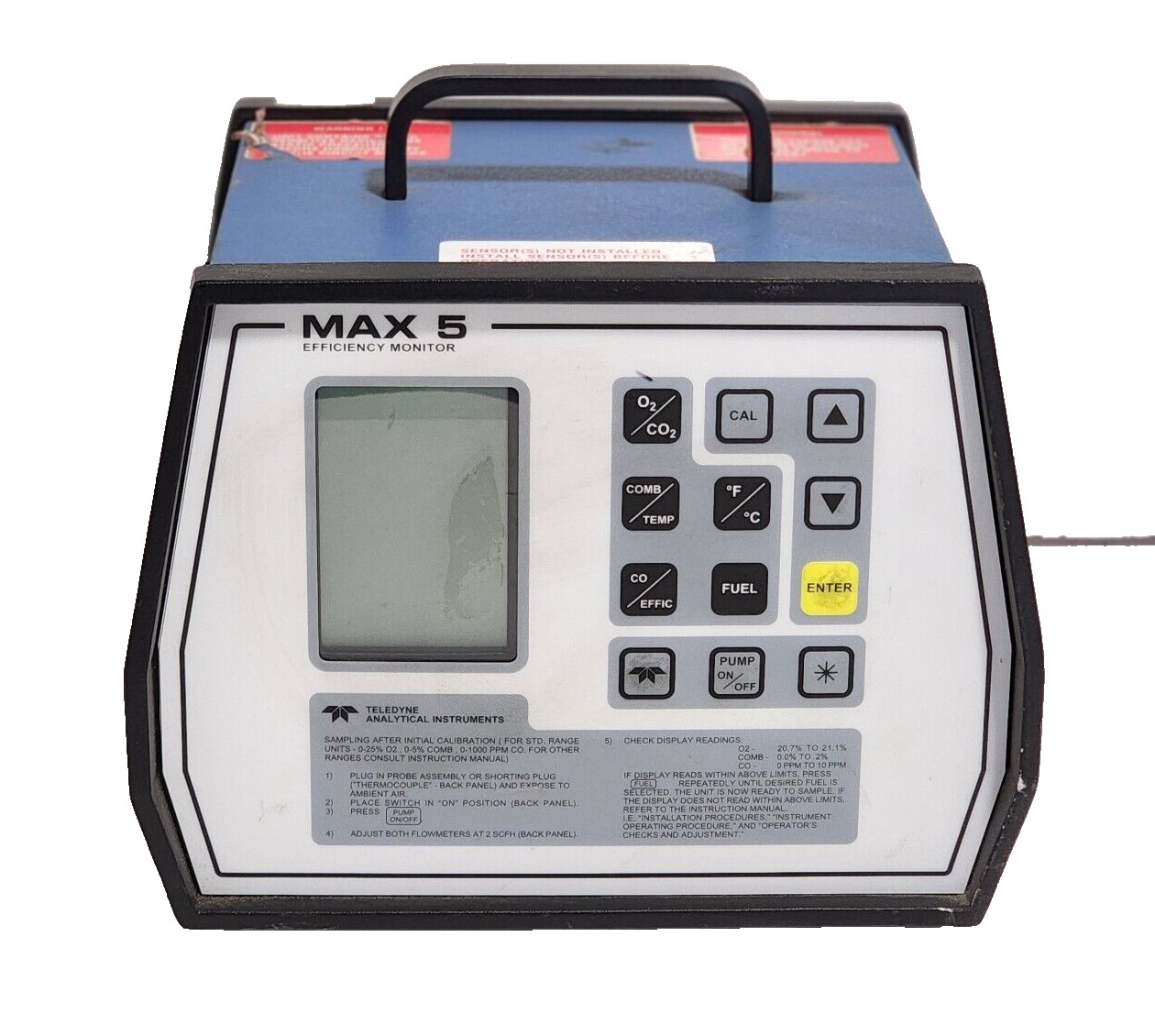 TELEDYNE MAX 5 COMBUSTION EFFICIENCY ANALYZER MONITOR  For Parts/ Repair