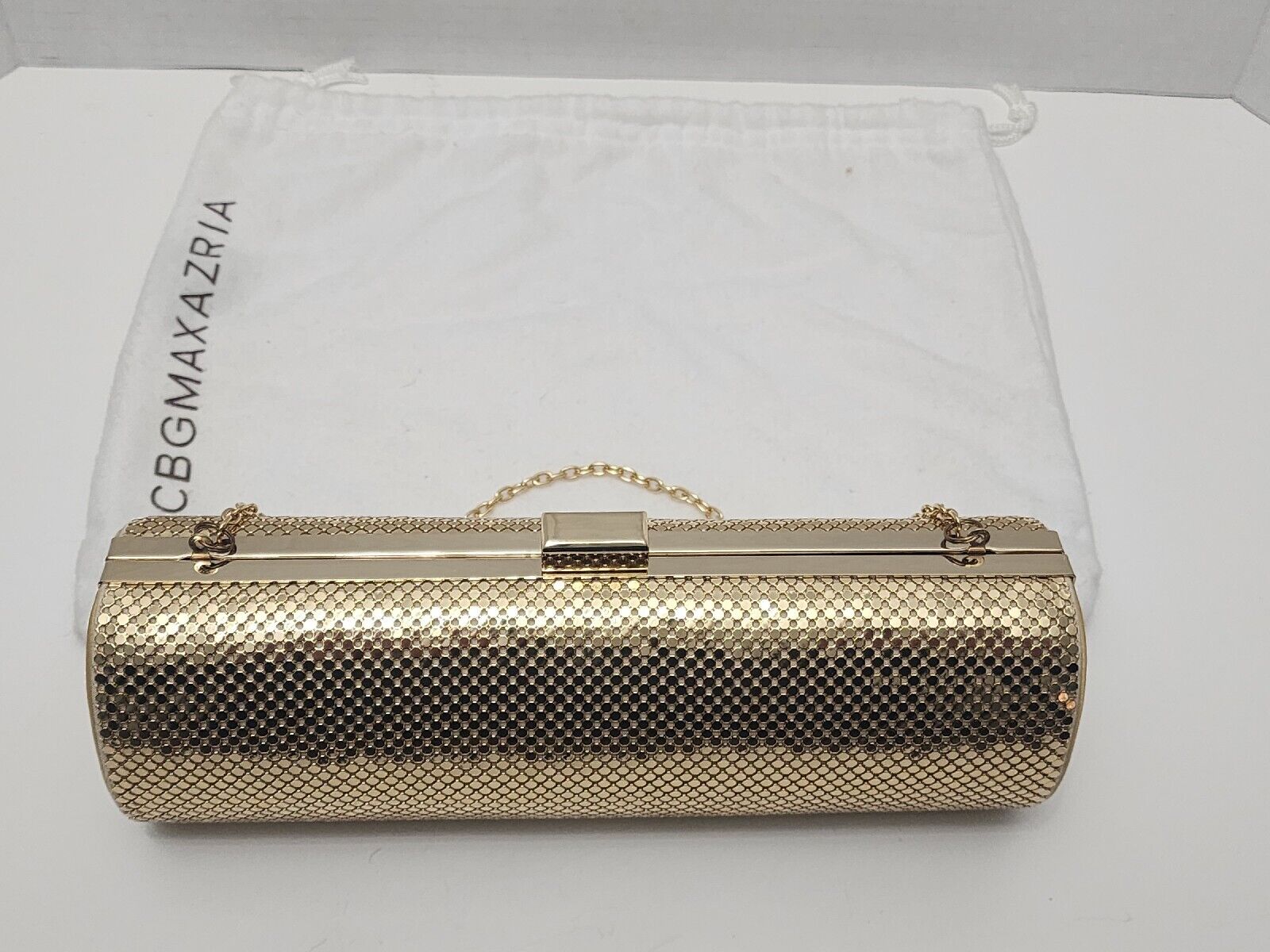 100% Authentic Y2K Vintage BCBGMAXAZRIA Gold Chainmail Handbag VERY NICE COND
