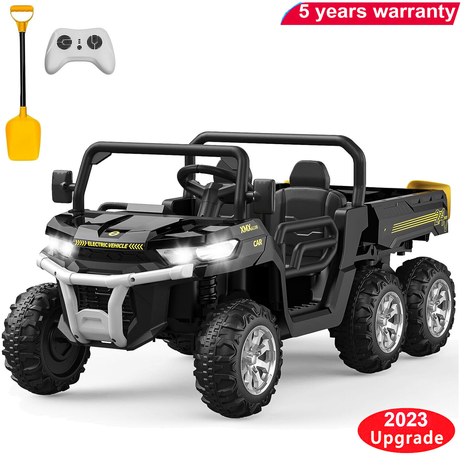 24V Kids Ride On Car UTV Truck with Dump Bed 6 Wheel 2-Speed Remote Control Gift