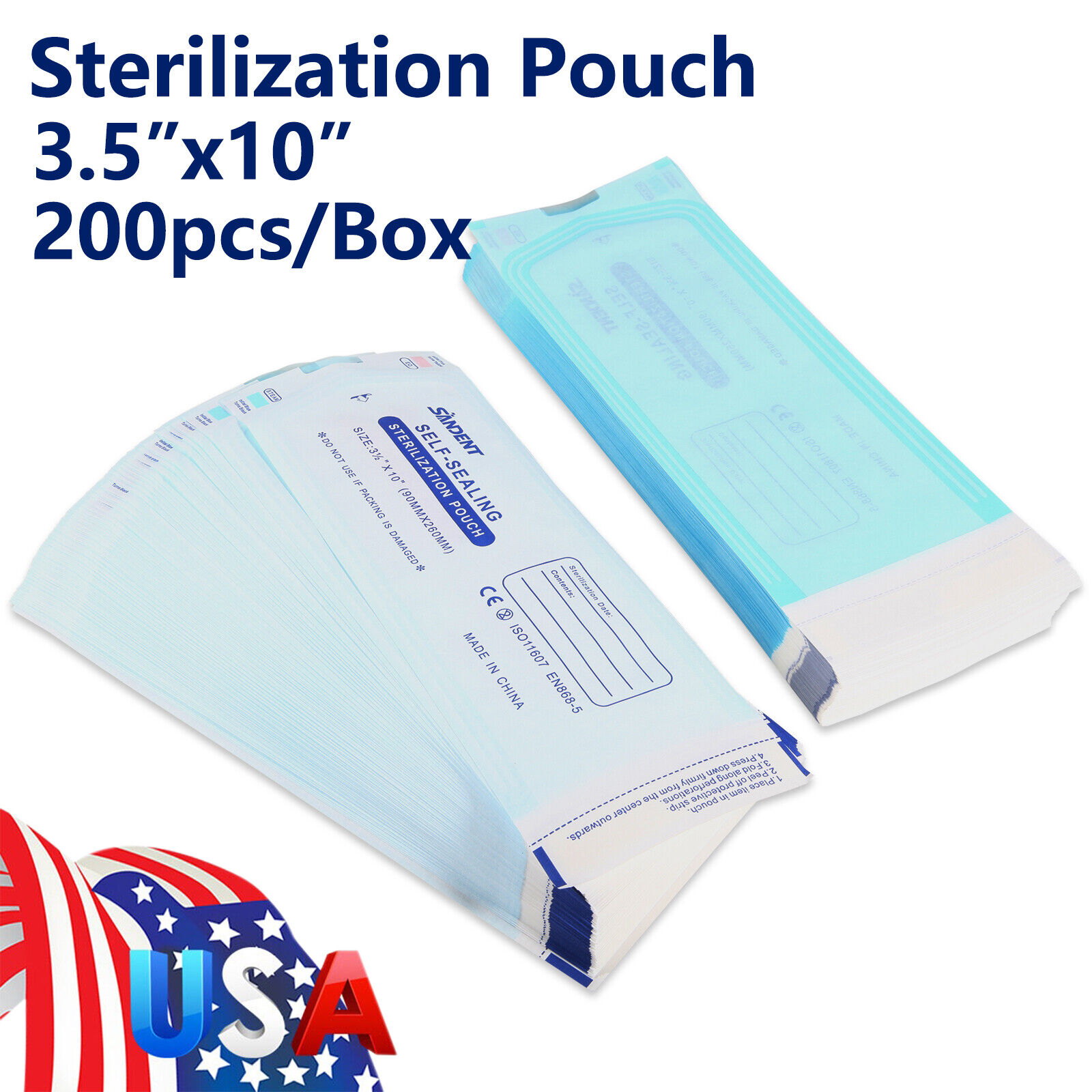 200-2000(1-10 boxes) Self Seal Sterilization Pouches,3.5