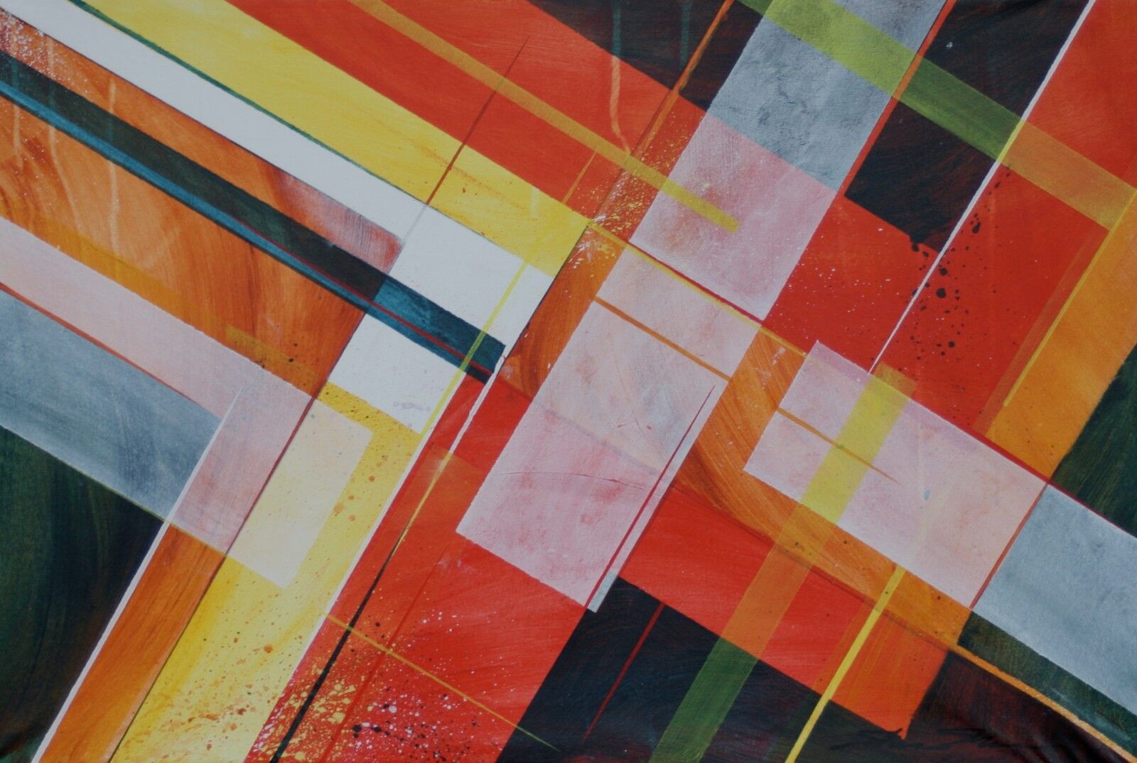 ShawNshawN Original Painting - Geometric Abstract art - Red Yellow Purple