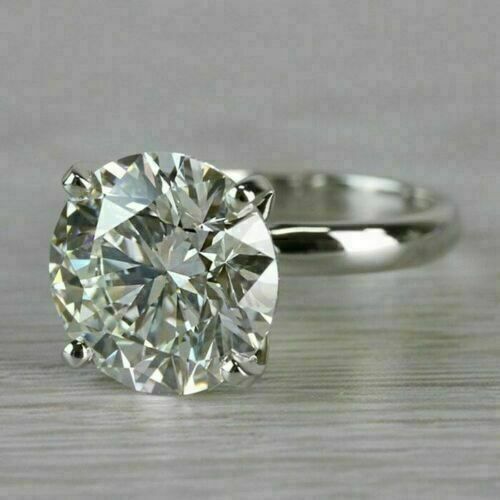 Huge 5CT Round Moissanite Solitaire Engagement Wedding Ring 14K White Gold Over