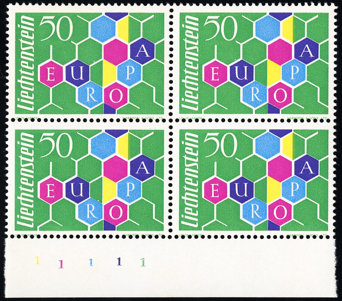 Liechtenstein Stamps # 356 MNH XF Block Of 4 Scott Value $220.00