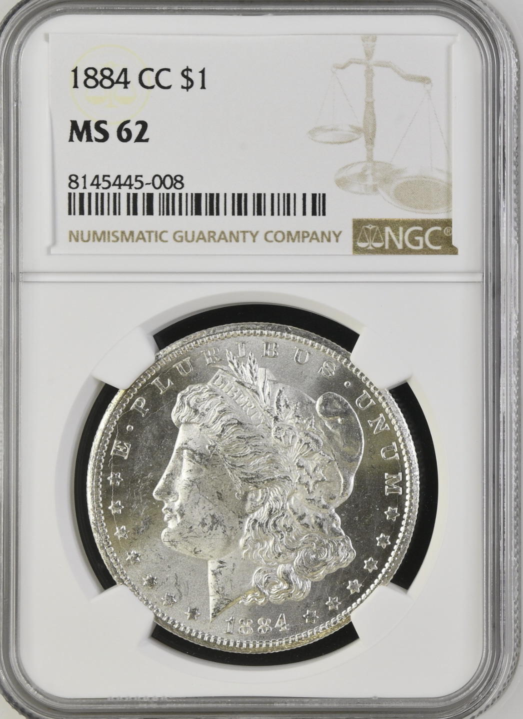 1884 CC Morgan Silver Dollar - NGC MS62 DL24