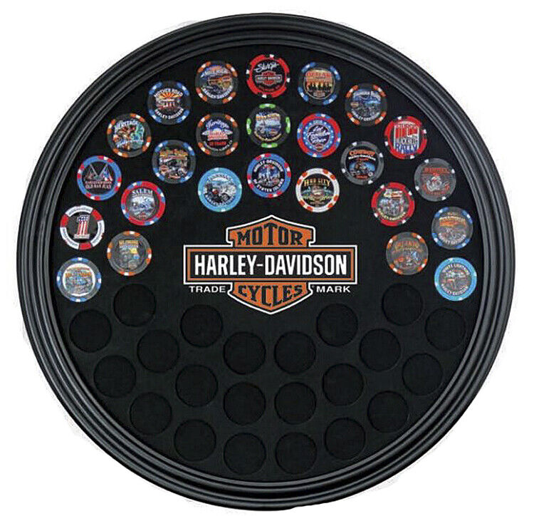Harley-Davidson Long Bar & Shield Trademark Logo Round Poker - 6988D