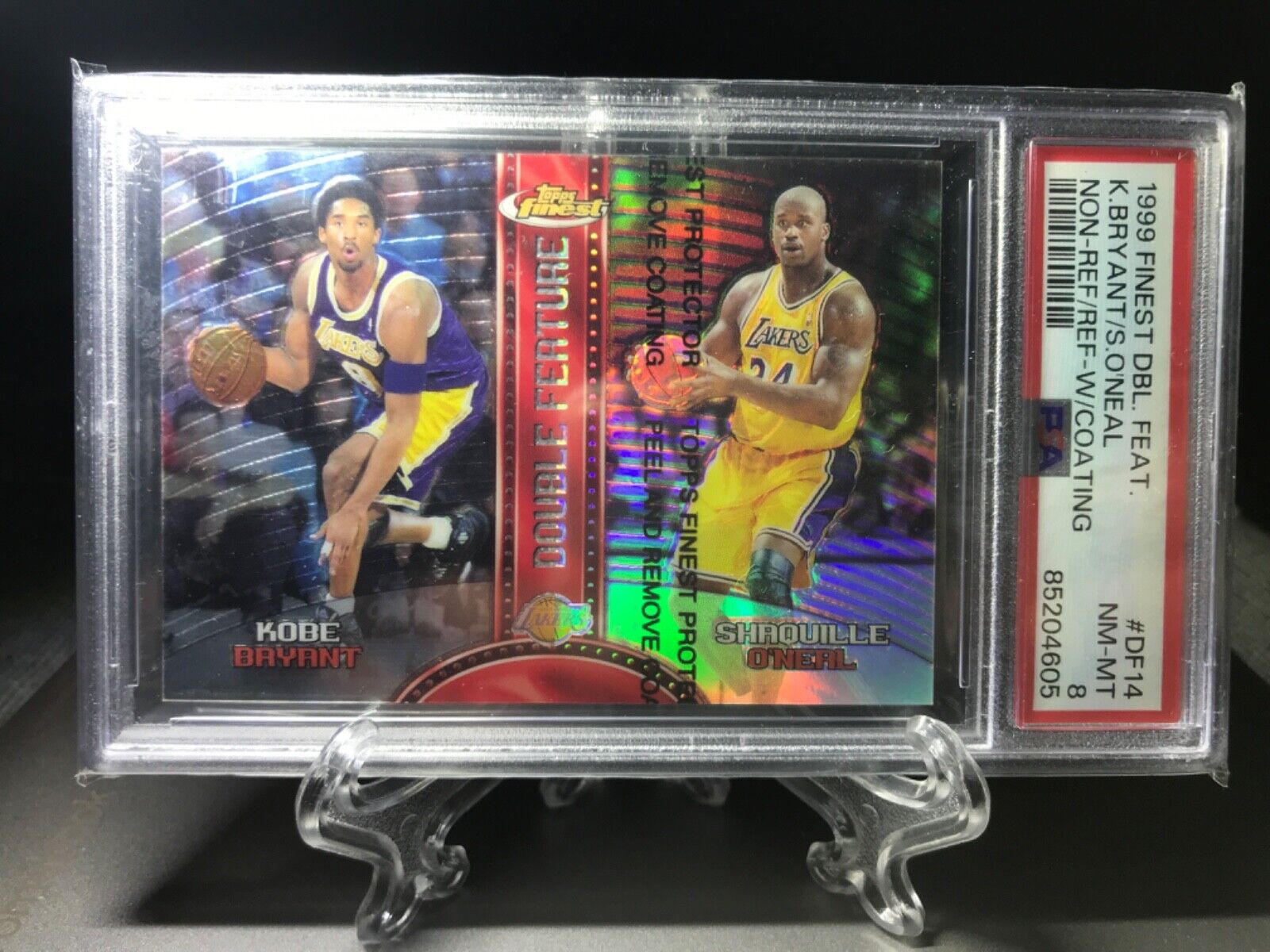 1999 Finest Double Feature Kobe Bryant Shaquille Oneal Refractor W Coating PSA 8