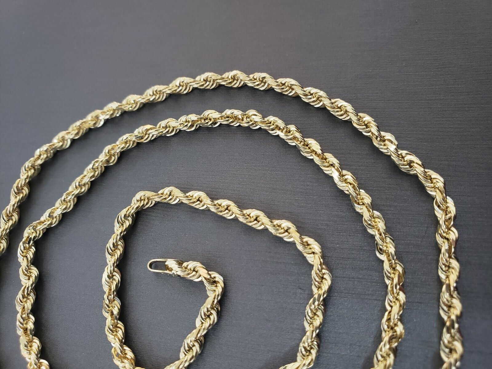 Real 10k Gold Rope chain 3mm 4mm Necklace 10KT yellow Gold 16-30\