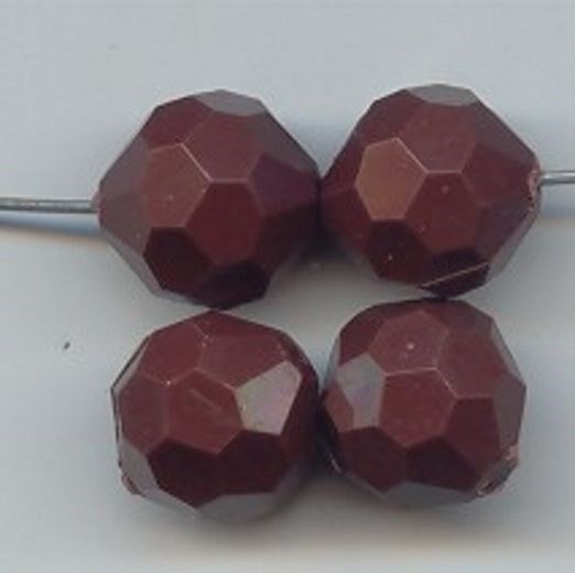 12pcs. VINTAGE BROWN OPAQUE ACRYLIC 14mm. FACETED ROUND BEADS   6074