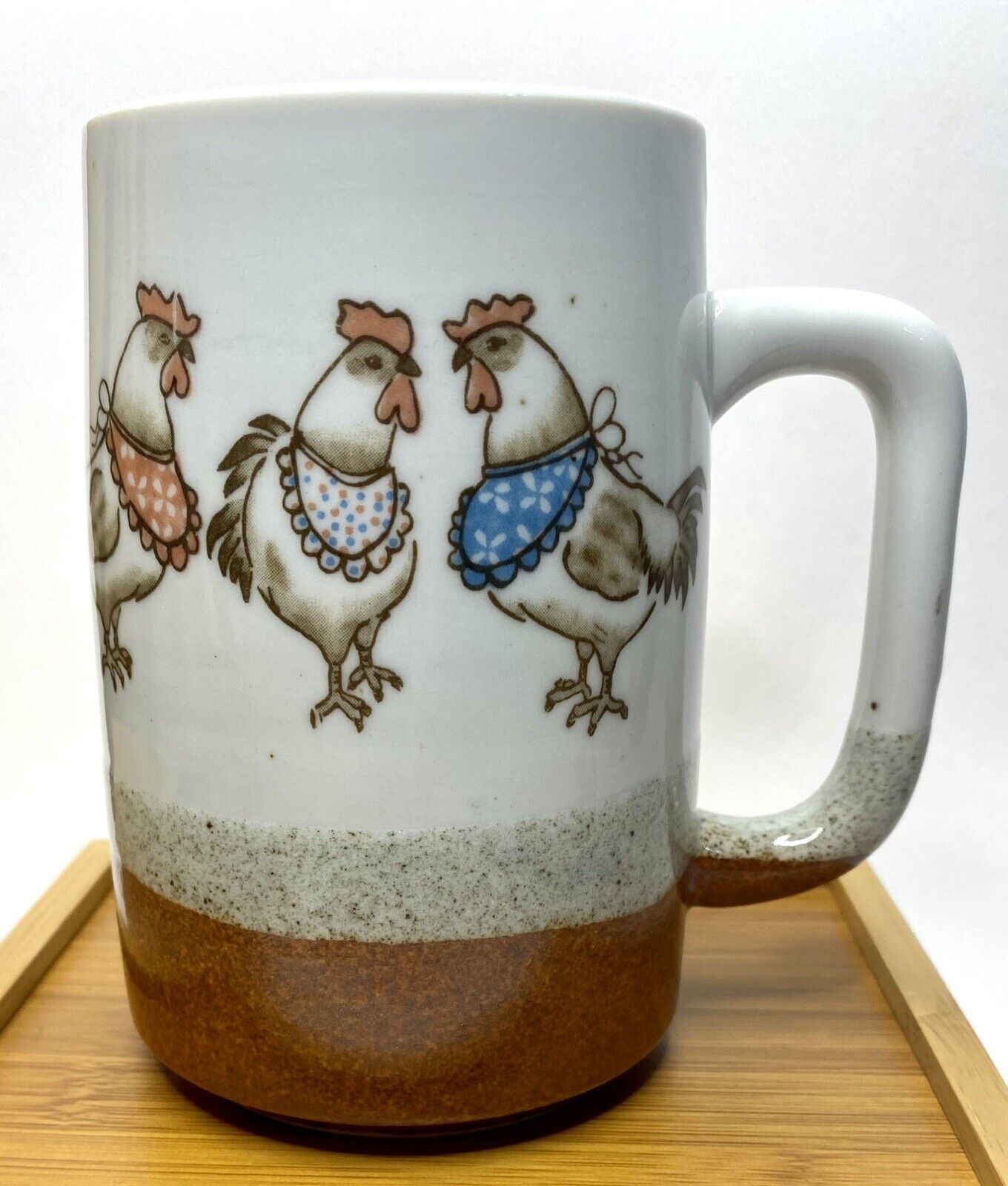Vintage Otagiri Stoneware Chicken Coffee Tea Mug 4.75” Tall Speckled Cup