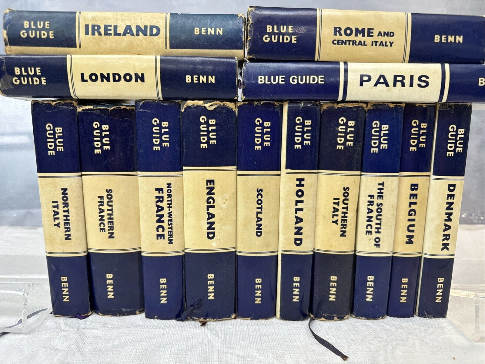 Lot of 14 Blue Guide Travel Guides 1950s-60s Ireland France Belgium Rome Italy