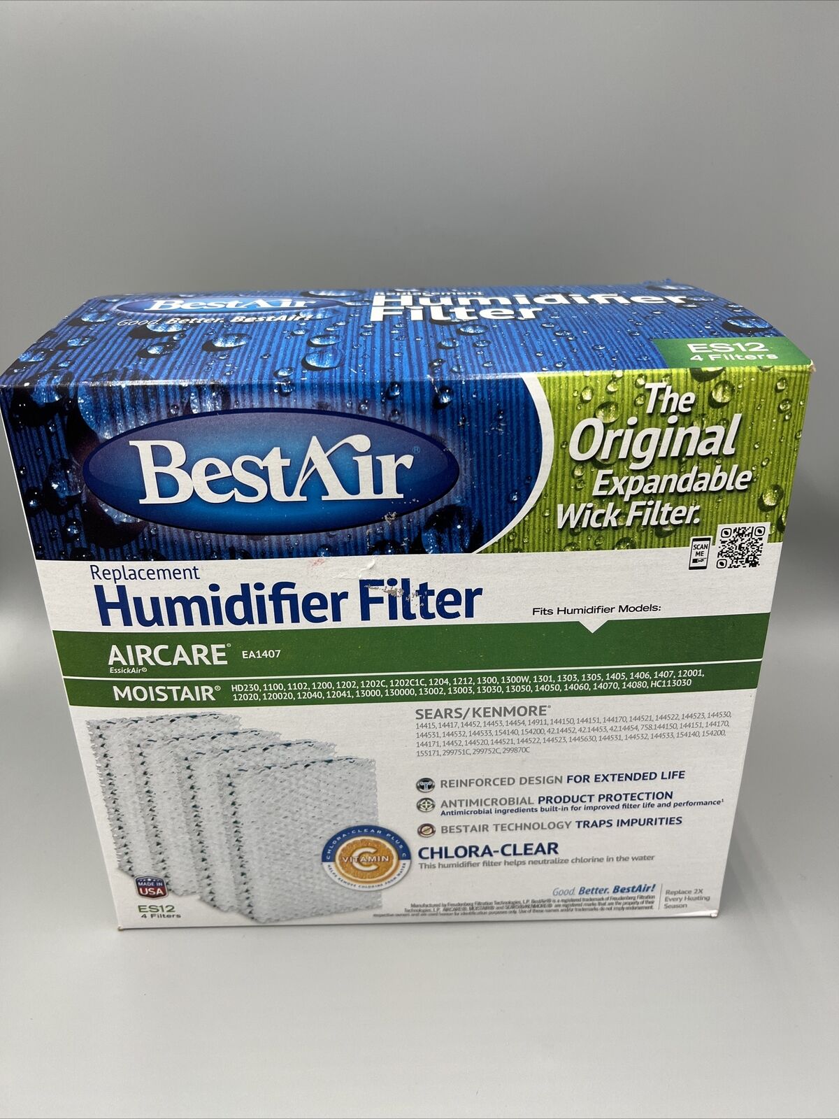 4 Pack BestAir ES12 Replacement Humidifier Filters, Aircare & MoistAir.