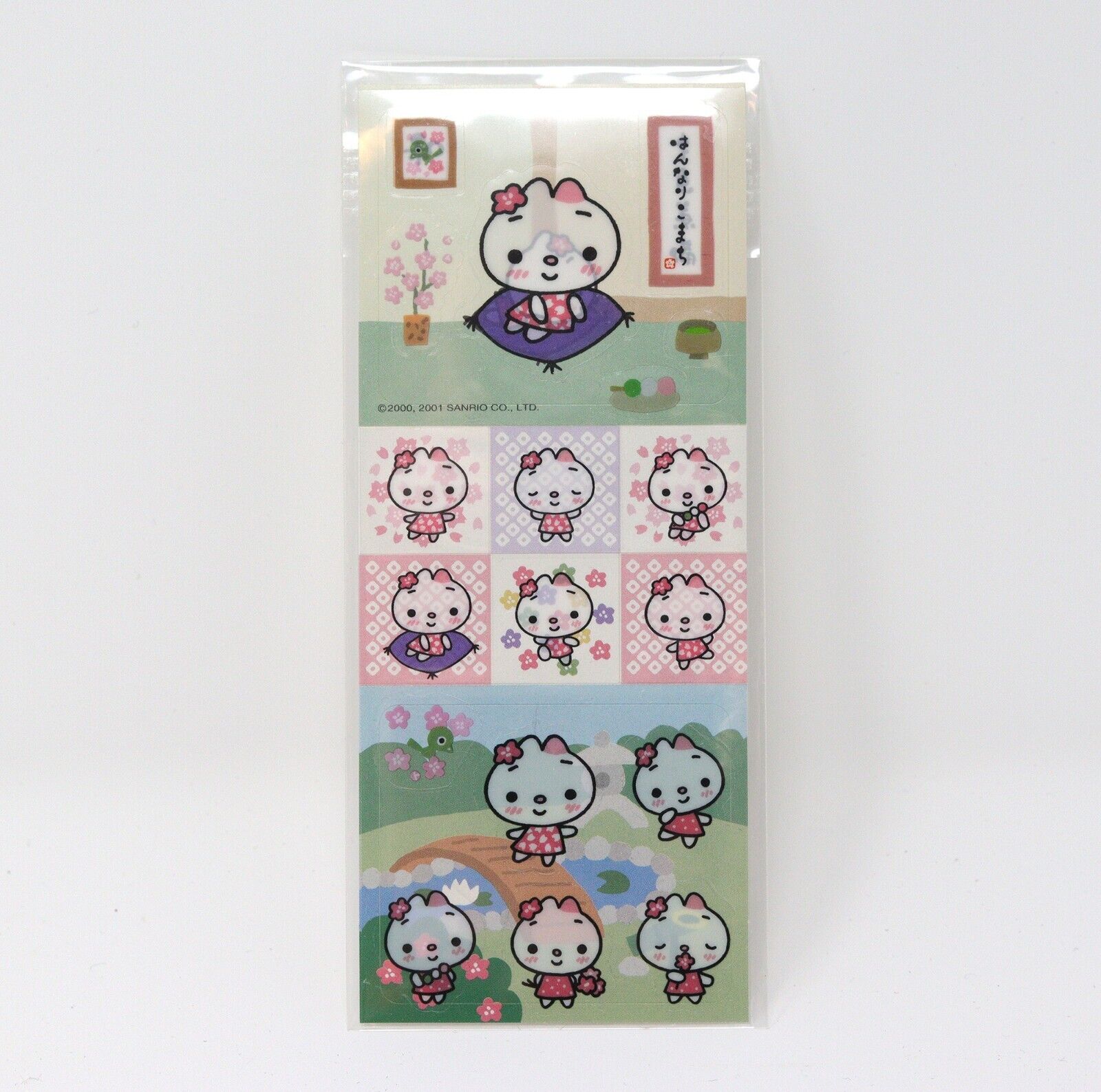 Vintage Sanrio 2001 Hannari Komachi Cat Kitty Stickers Japan
