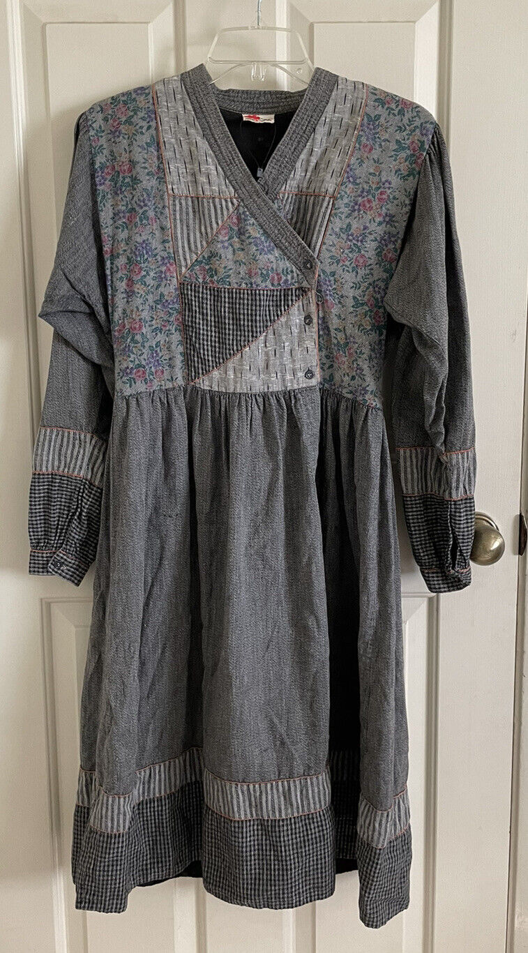 Vintage PHOOL Patchwork Indian Block Print Dress Size Small Hippie Boho