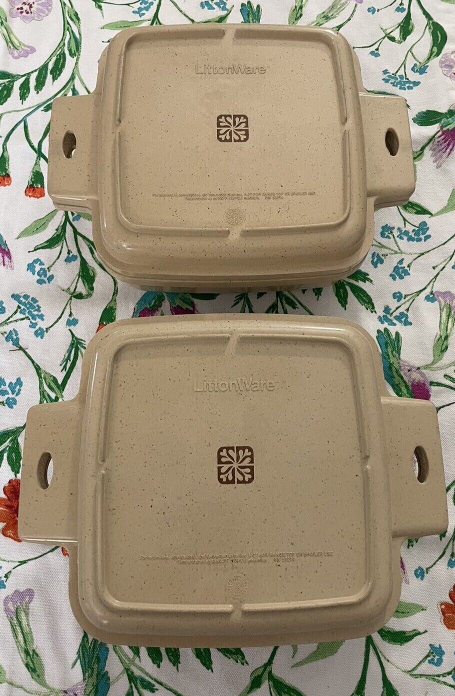 Vintage LittonWare Microwave Cookware 1 Quart Casserole w/ Divided Lid Lot Of 2