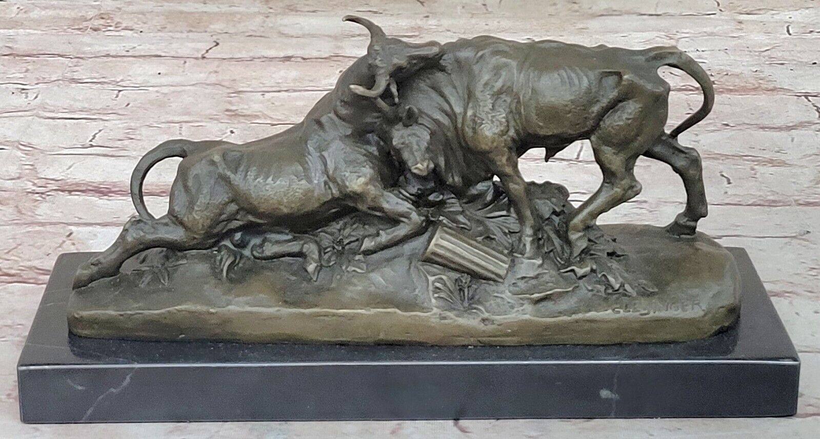 1868 Vintage reproduction Fighting Bulls Bronze by Clesinger Lost Wax