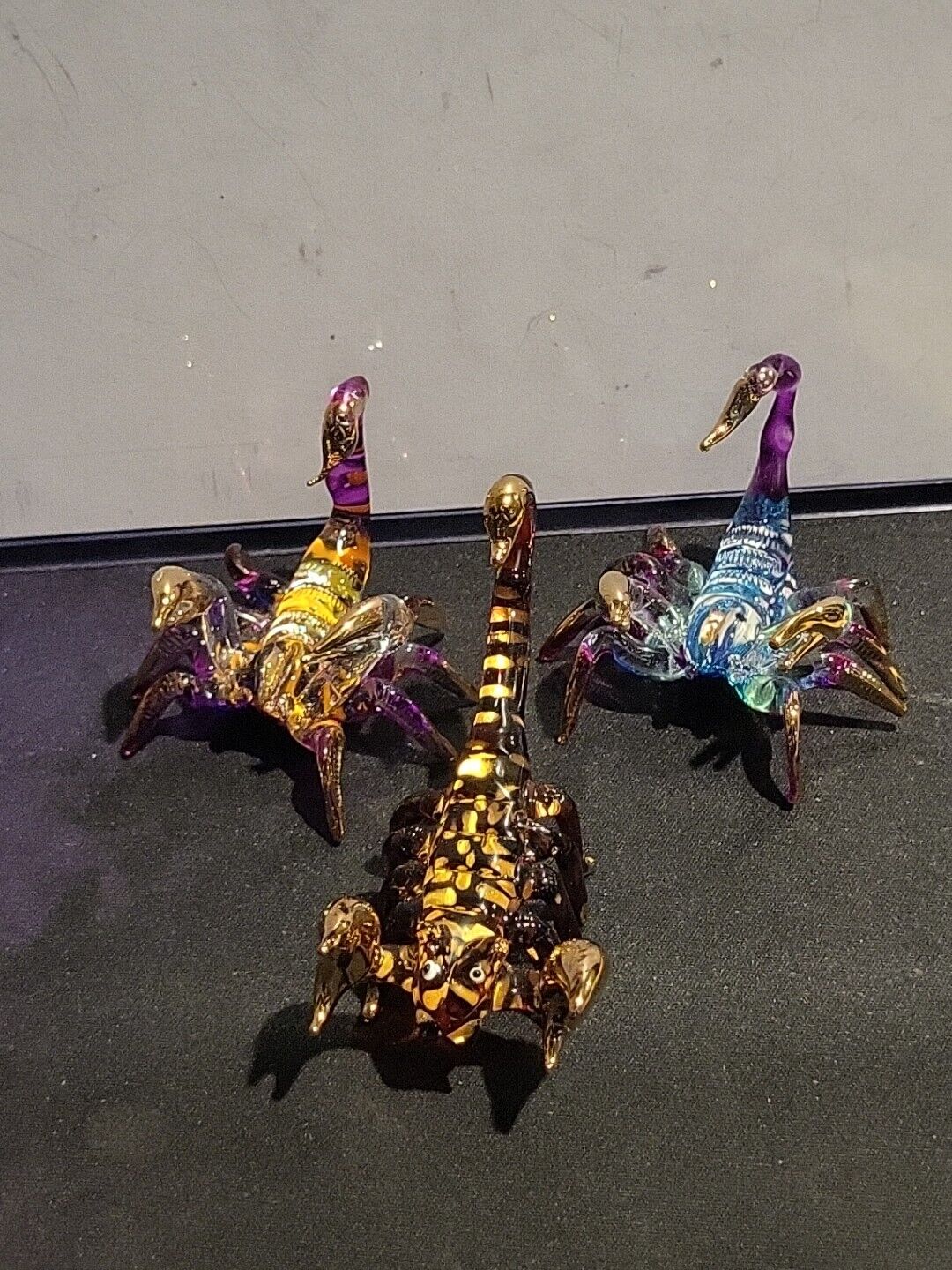 Handblown Glass Scorpion Figures Lot Of 3 Rare Design