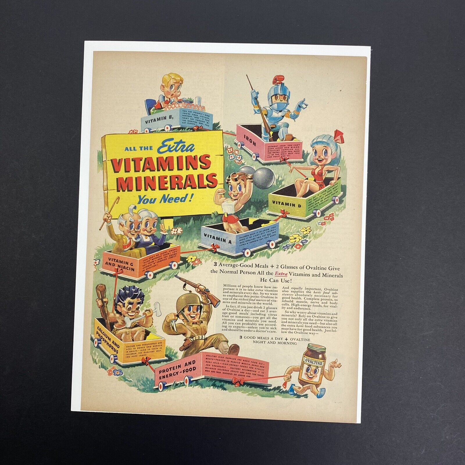 Vintage 1944 Ovaltine Drink Mix Print Ad Full Page Color