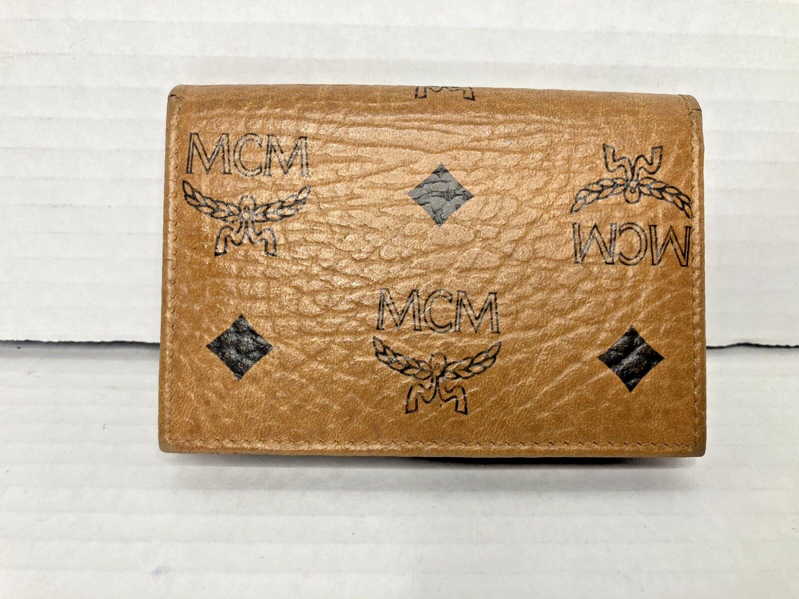 MCM Vintage Monogram Wallet Card Holder Cognac Color