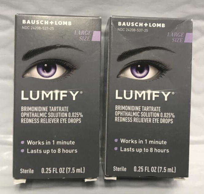 LOT OF 2 Bausch + Lomb LUMIFY Redness Reliever Eye Drops 0.25oz, exp:2024+