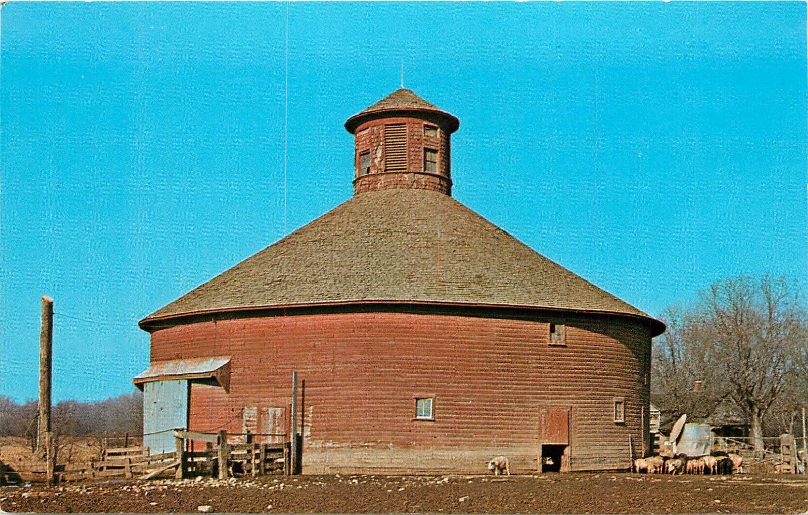 Parke County Indiana Round Barn Lodi IN R F Thompson Farm Postcard