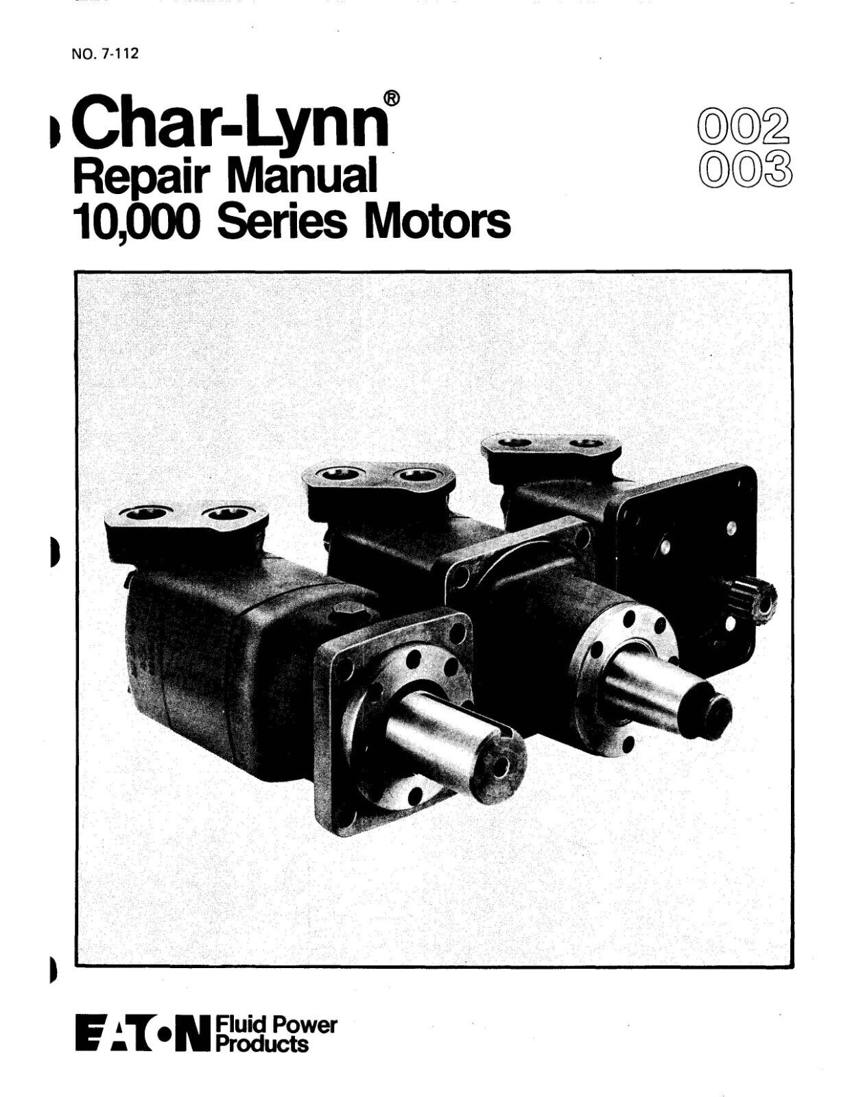 10000 Series Motors Service Repair Manual Fits Eaton Char-Lynn 7-112 1981