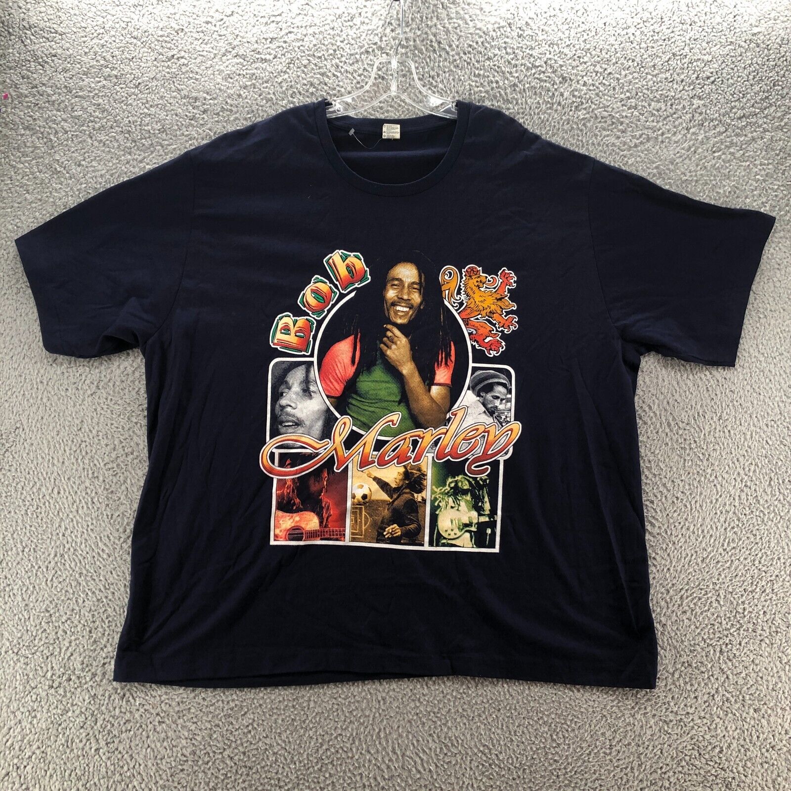 Vintage Bob Marley Shirt Mens 2XL XXL Blue 90s Rastaman Music Rap Hip Hop Tee