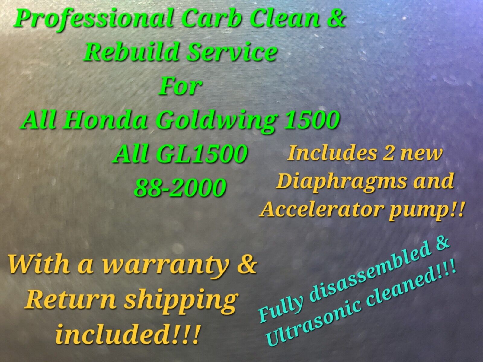 88-2000 Honda Goldwing 1500 COMPLETE Carb Clean & Rebuild Service GL1500 