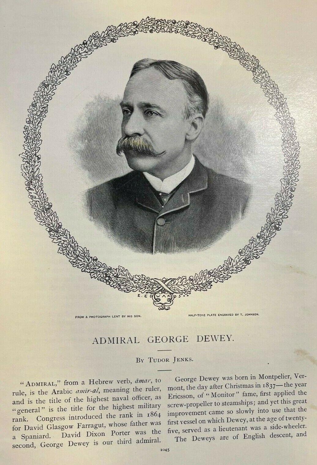 1899 Admiral George Dewey Spanish American War