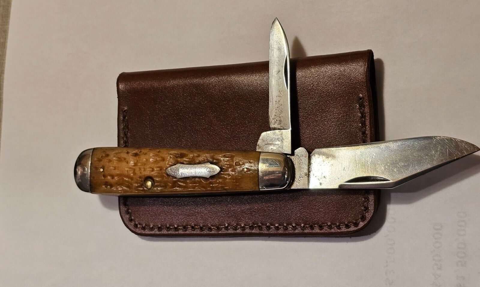 Rare 1930s Cattaraugus Cutlery Little Valley NY USA-Bone Handle Jumbo Jack Knife