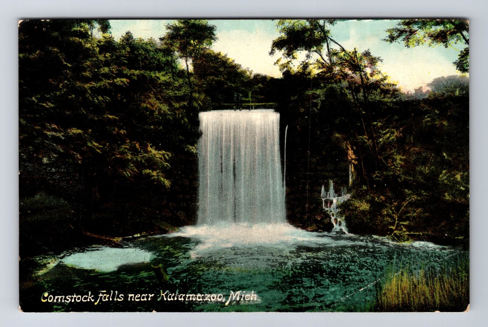 Kalamazoo MI-Michigan, Comstock Falls, Antique Vintage Postcard