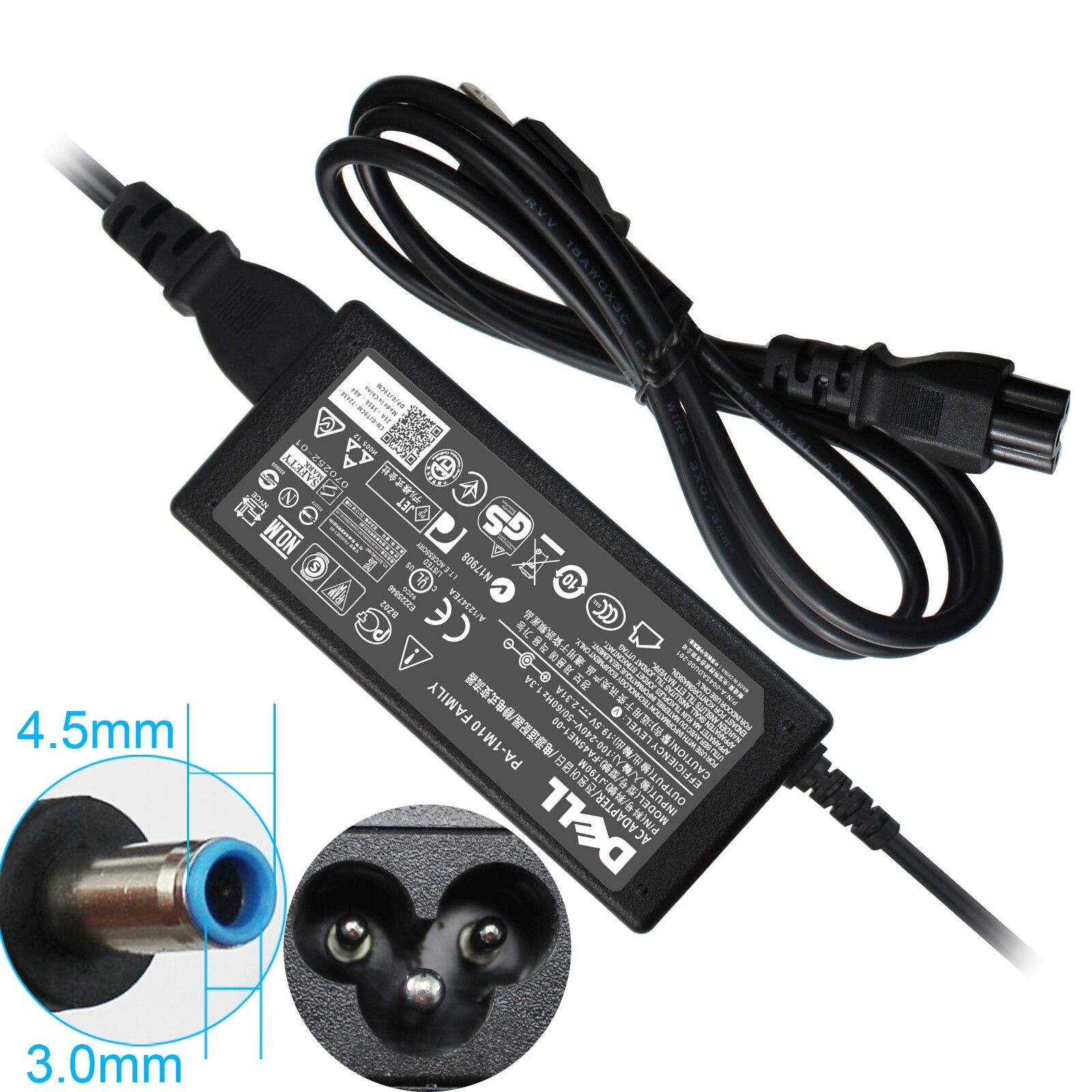 Genuine 45w Adapter Charger Dell Inspiron 11 13 14 15 17 3000 5000 4.5*3.0mm