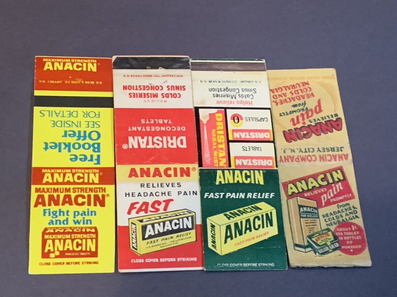 Vintage Medicine Matchbook Lot: “Anacin - Fast Pain Relief”