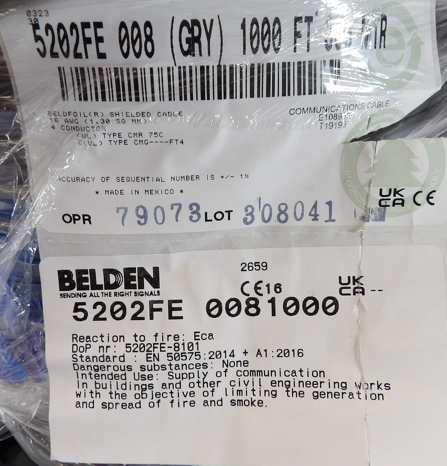 Belden 1000FT - 5202FE 0081000 - Gray Multi-Conductor Security & Alarm Cable