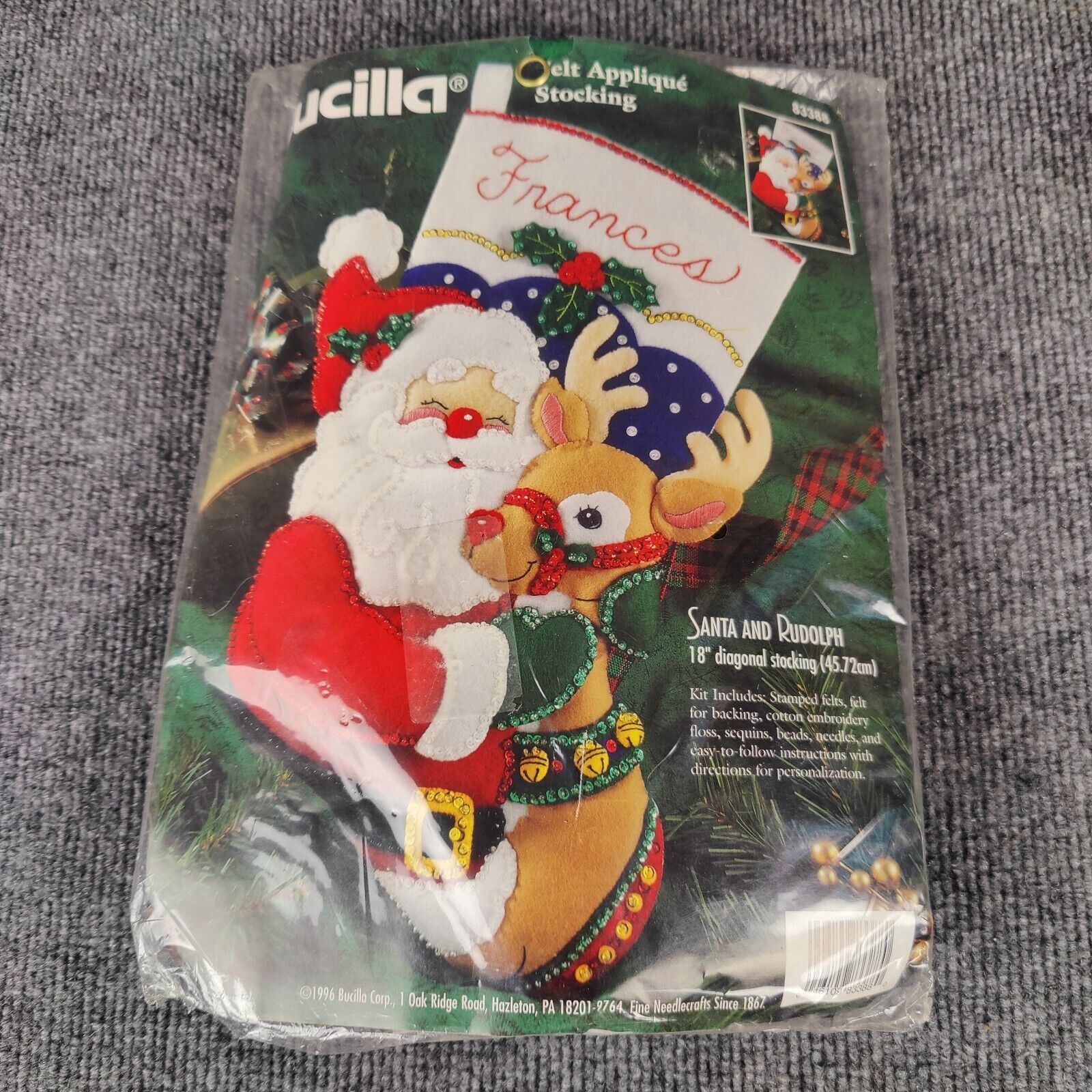 Bucilla Christmas Stocking Felt Applique Kit Santa Rudolph 18\