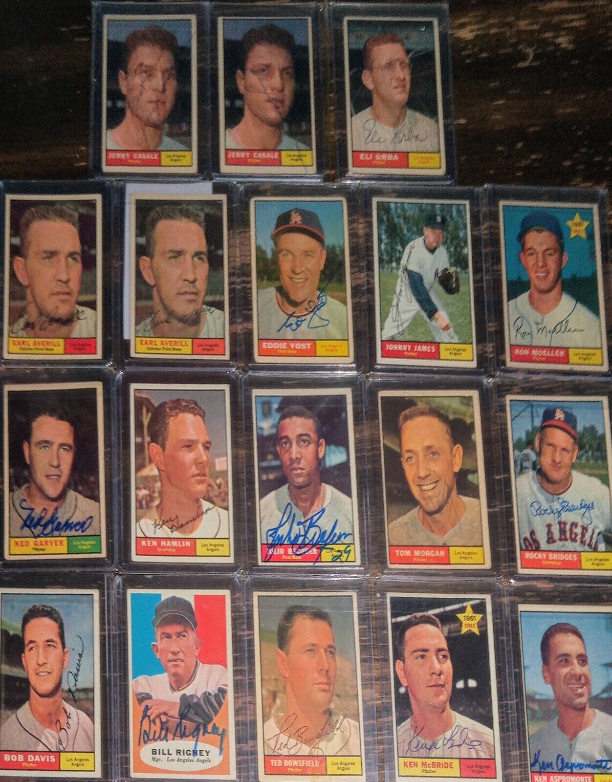 1961 Topps Los Angeles Angels Autographed Cards Lot.
