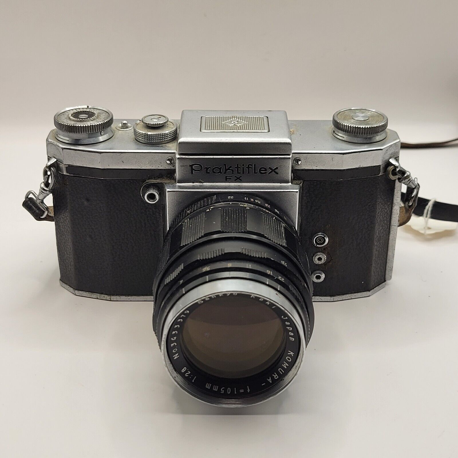 Vtg 1953-54 praktiflex fx camera Kimura f=105mm 1:28 lens photography \