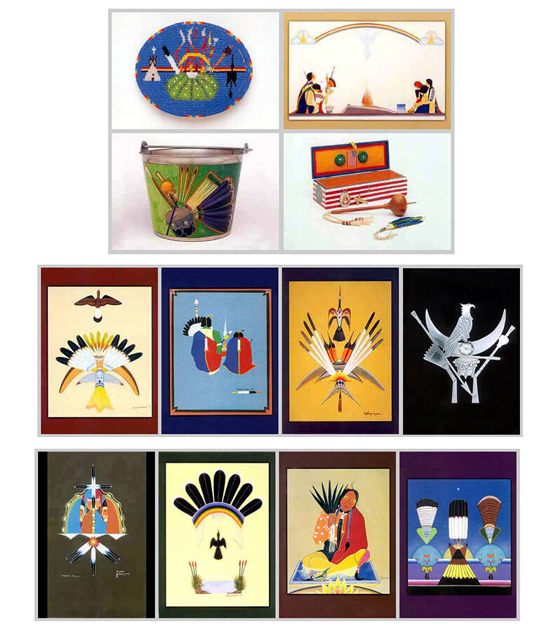 12 Native American Church Art Postcards* Mopope, Tsatoke, Blackowl *Out-of-Print