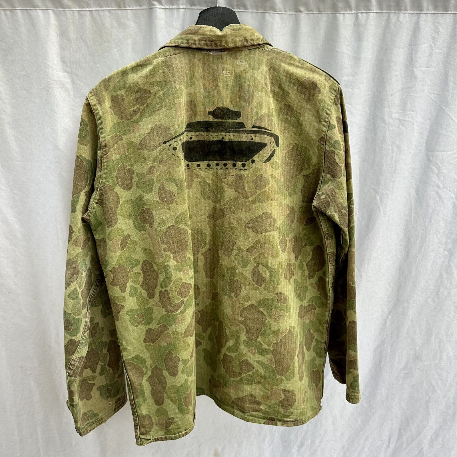 WWII USMC Marine Corps P44 Frogskin Camo Jacket Tank Co Stenciled Named