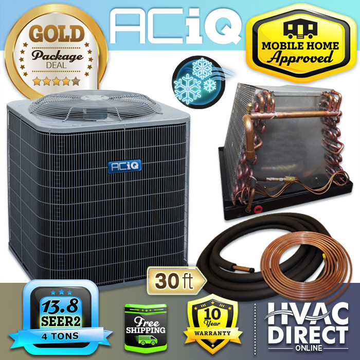 ACiQ 4 Ton Air Conditioner Condenser & Mobile Home Coil AC System 30' Line Set