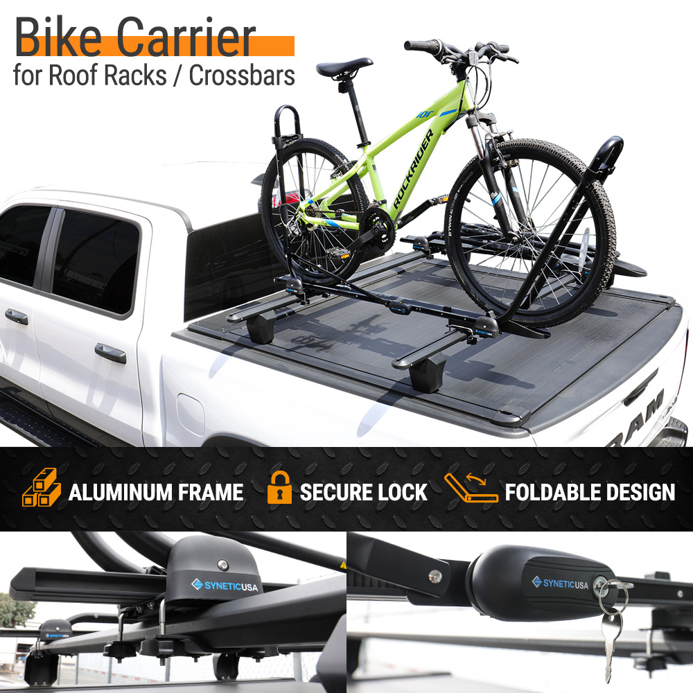Syneticusa Aluminum Bike Carrier Roof Mount Carrier BicycleTruck Bed Rack