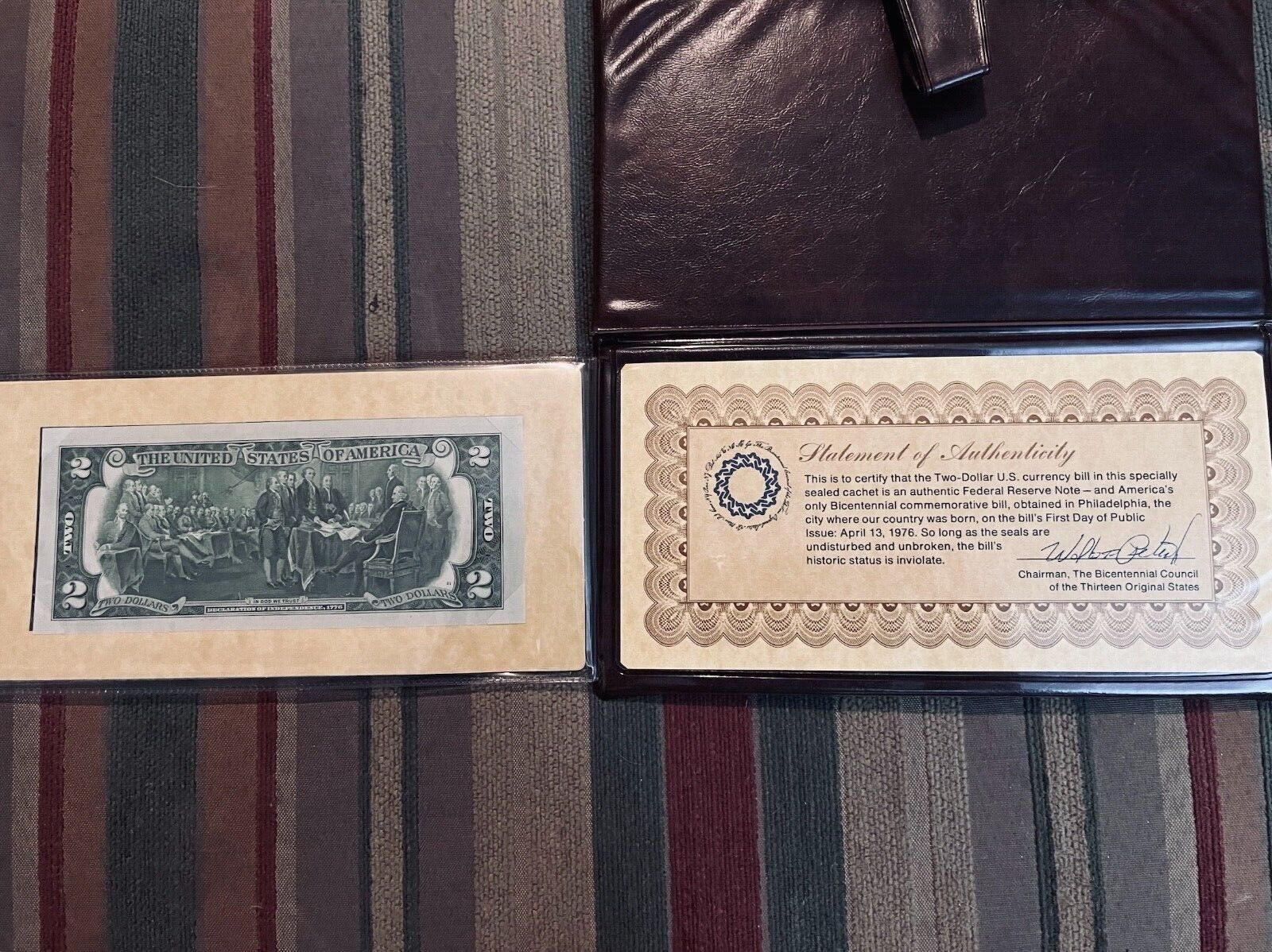 Franklin Mint 1976 Two Dollar $2 Bicentennial Bill - First Day issue Collectible