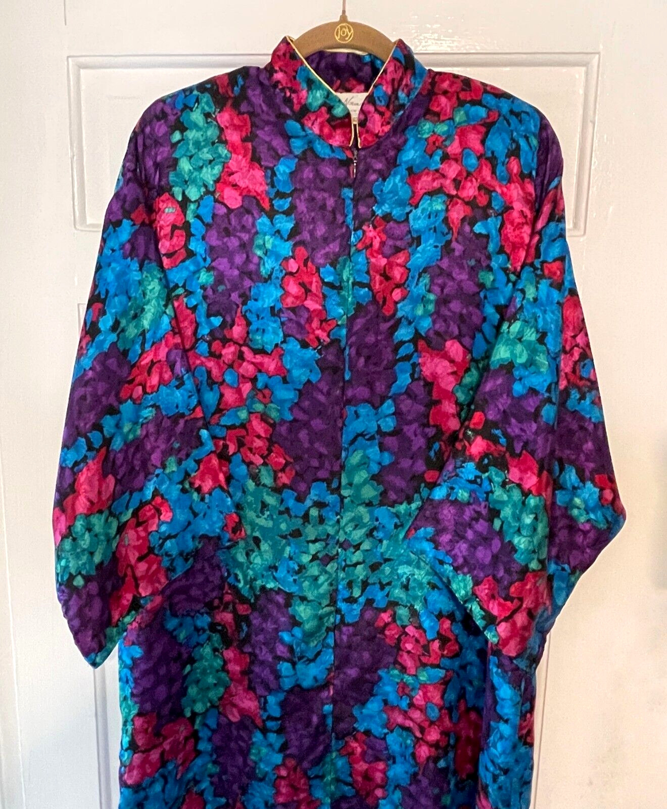 Vintage Ruth Norman Neiman Marcus Caftan/ Kimono Robe Blue Purple Pink Small EUC