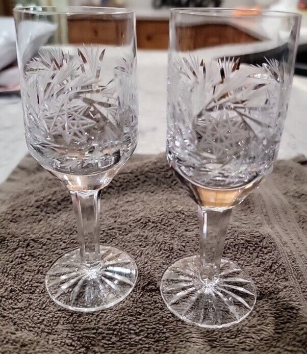 vintage cut glass cordial glasses set of 6