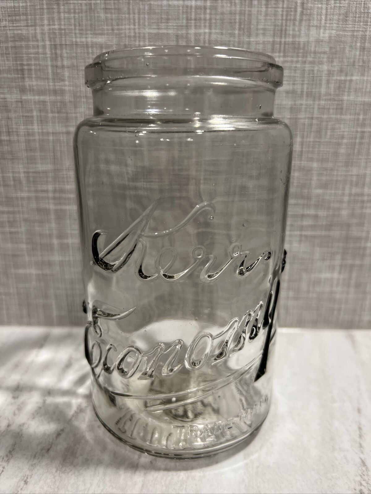 Vintage Kerr Economy Jar Clear Wavy Glass Wide Mouth Quart 1903 Patent Date