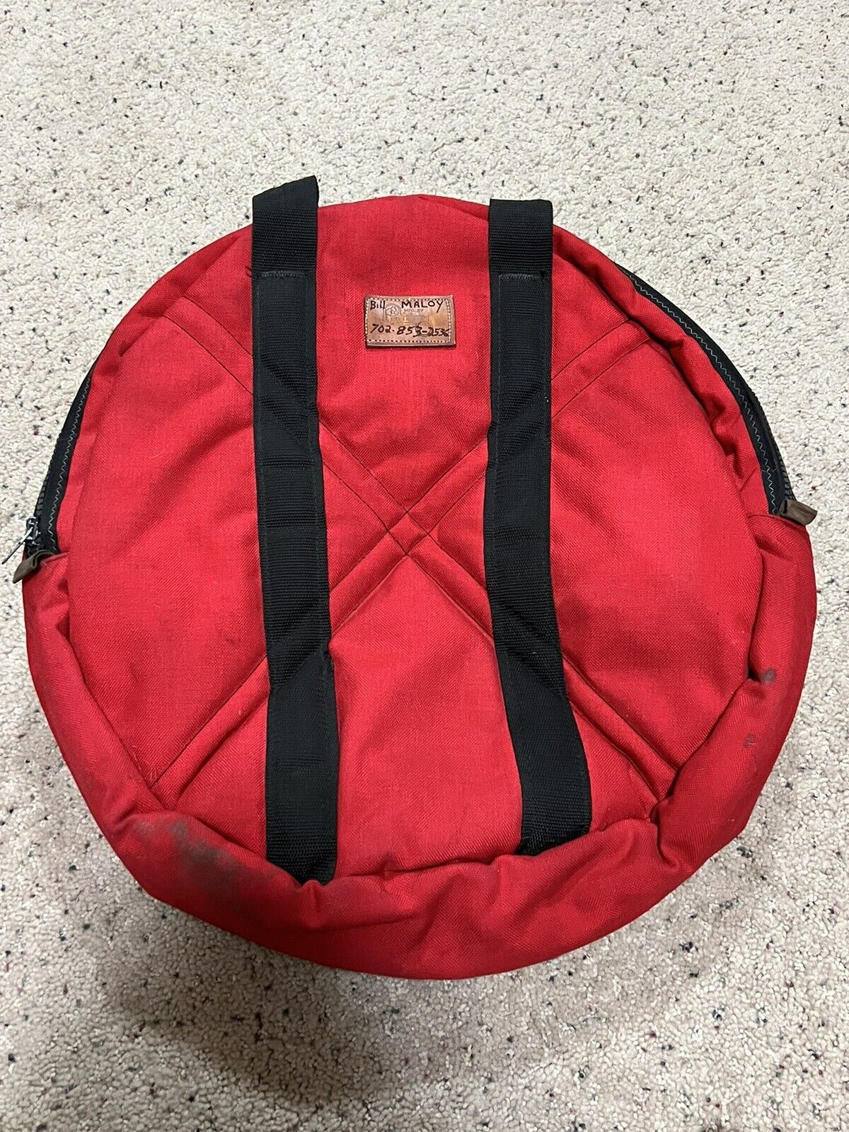 Vintage Leakes Mfg. Red Dual 2 Pocket Padded Zip Up Roping Rope Bag Case