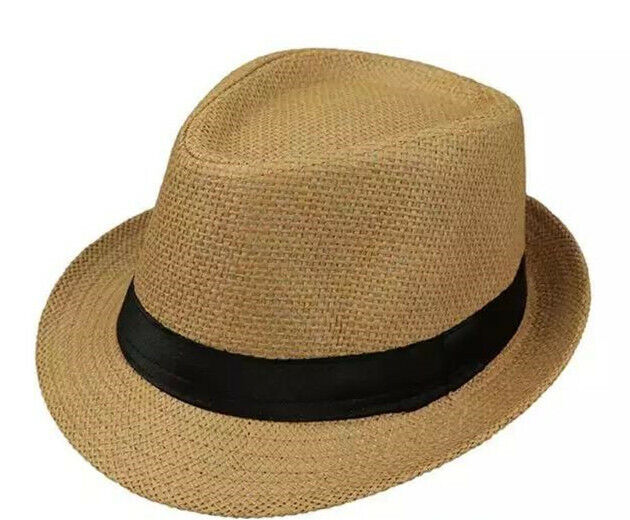 Summer Beach Straw Fedora Hat Trilby Cuban Sun Cap Panama Short Brim Lot