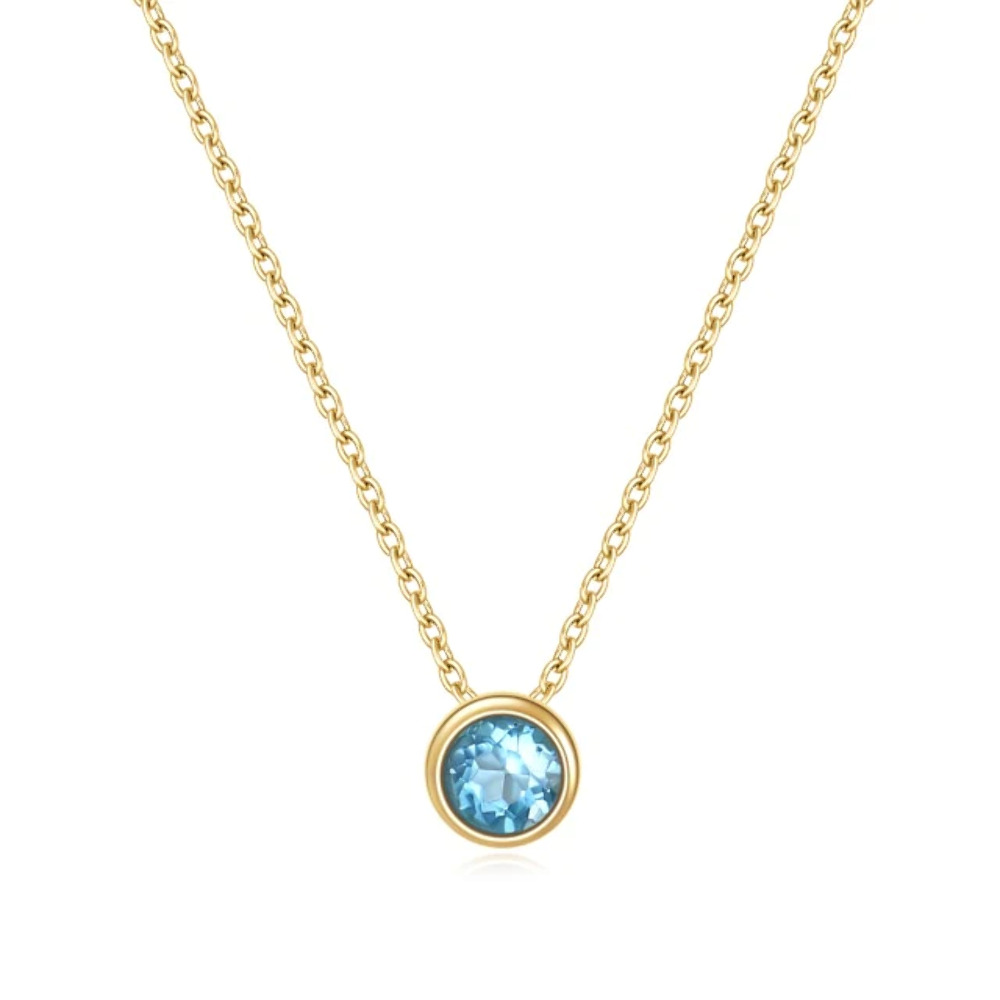 Simulated Gemstone Dainty Halo Pendant Necklace in 925 Sterling Silver
