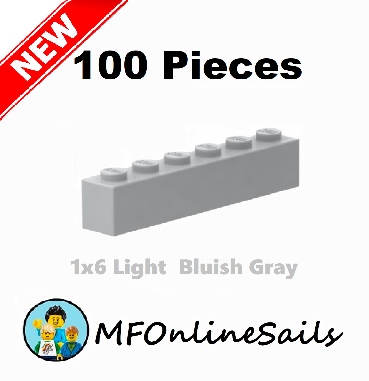 **NEW** 100x Genuine LEGO 1x6 Bricks - Light Bluish Gray - Piece # 3009 Bulk
