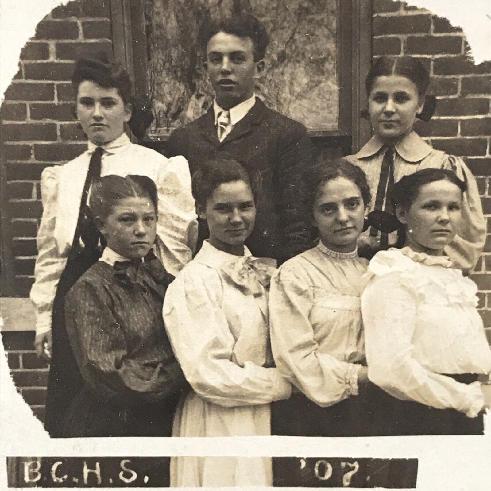 Antique 1907 RPPC Battle Creek High School Nebraska Real Photo Postcard Students