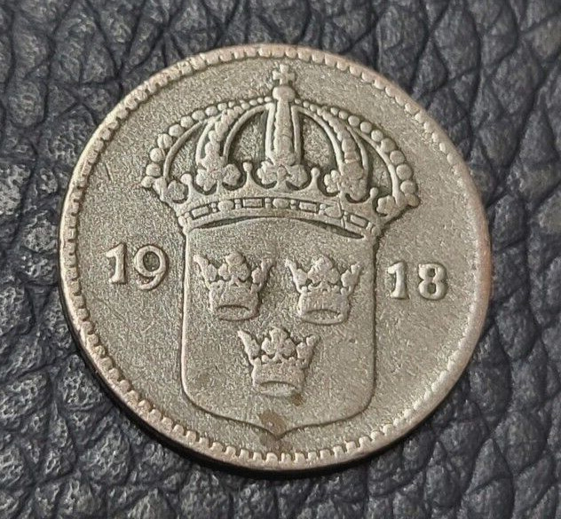 1918 Sweden 10 Öre Billon (.400 silver) Coin